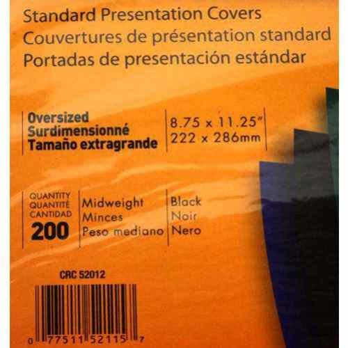 Fellowes Black Linen Oversize Binding Covers 200pk - 52115