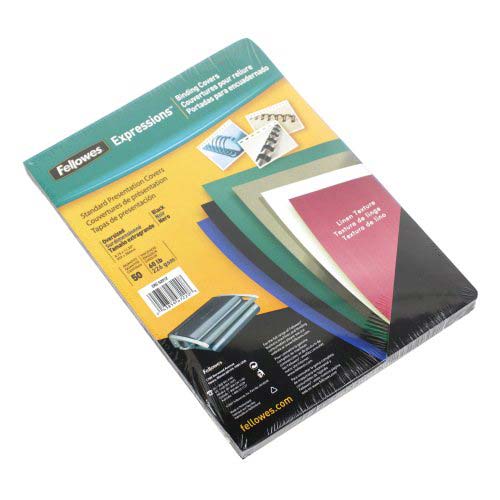 Fellowes Black Linen Oversize Binding Covers - 50pk