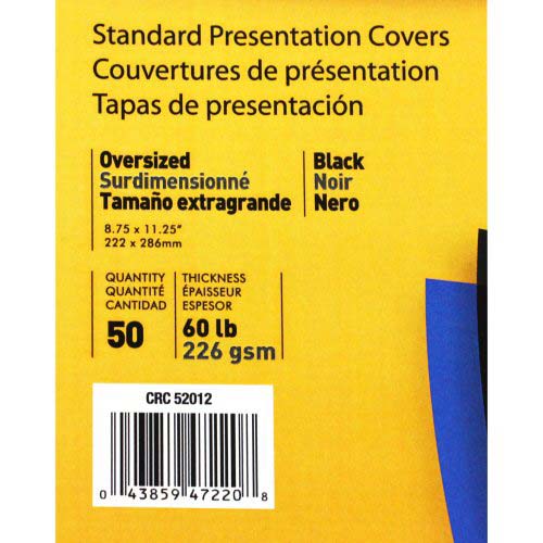 Fellowes Black Linen Oversize Binding Covers - 50pk