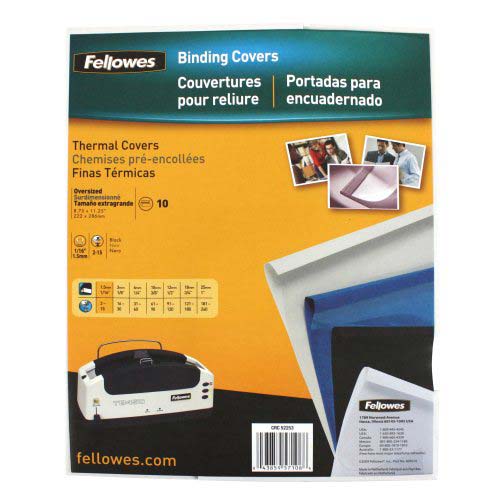 Fellowes Black Linen Thermal Binding Covers - 10pk