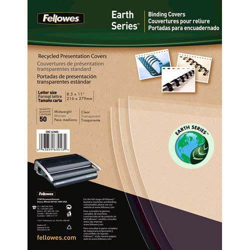 Fellowes Clear Recycled Binding Covers - Letter Size - 50pk