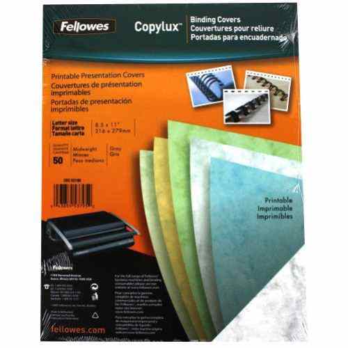 Fellowes Copylux Printable Light Gray Letter Size Covers - 50pk