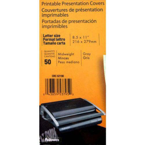 Fellowes Copylux Printable Light Gray Letter Size Covers - 50pk