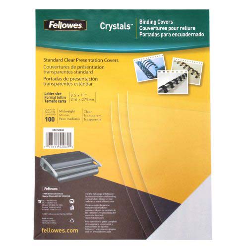 Fellowes Crystals Clear Letter Size Binding Covers 100pk - 52089
