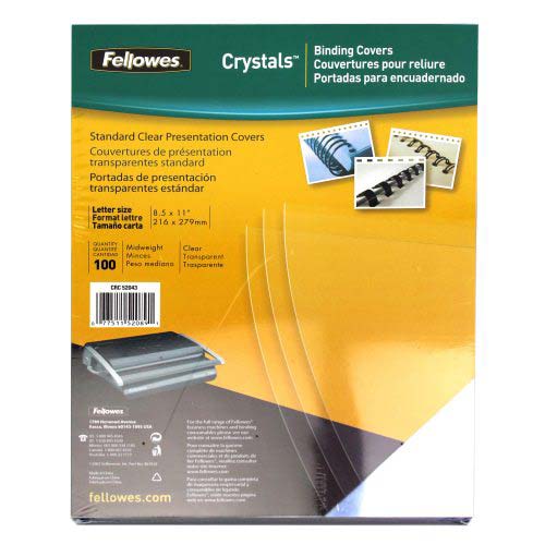 Fellowes Crystals Clear Letter Size Binding Covers 100pk - 52089