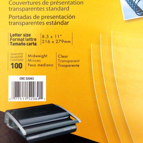 Fellowes Crystals Clear Letter Size Binding Covers 100pk - 52089