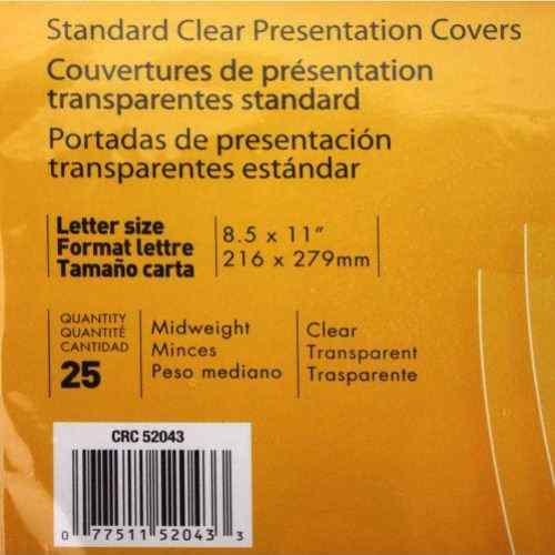 Fellowes Crystals Clear Letter Size Binding Covers 25pk - 52043