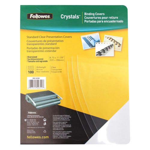 Fellowes Crystals Clear Oversize Binding Covers 100pk - 52311 - Clearance Sale