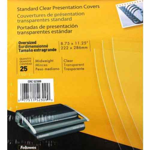 Fellowes Crystals Clear Oversize Binding Covers 25pk - 52309