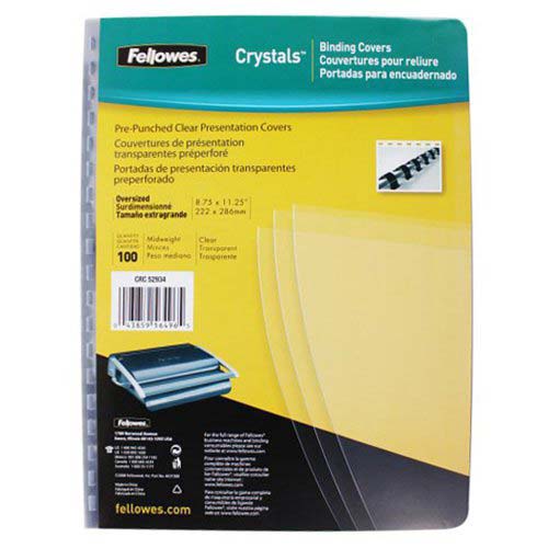 Fellowes Crystals Clear Oversize Pre-Punched Covers 100pk - 5293401