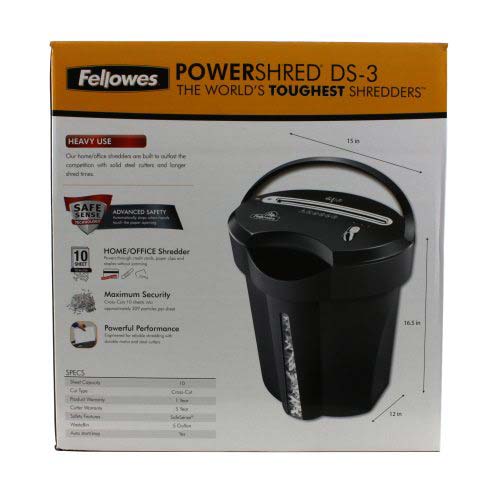 Fellowes DS-3 Cross Cut Paper Shredder