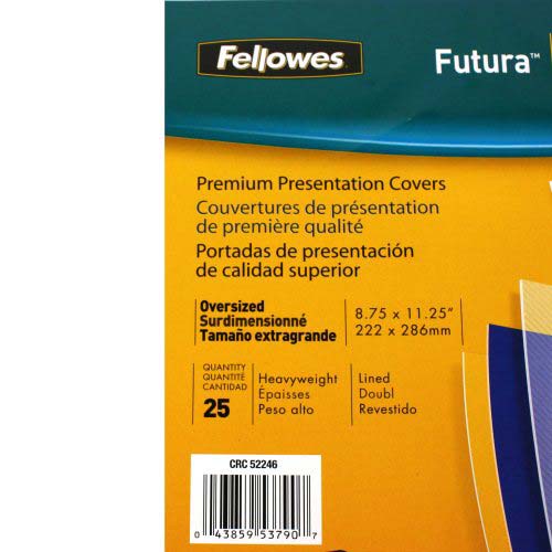 Fellowes Futura Lined Smoked Oversize Binding Covers 25pk - 5224601