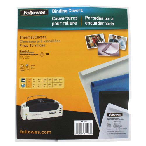 Fellowes Gloss White Thermal Binding Covers - 10pk