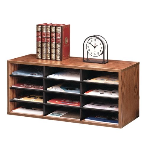 Fellowes Literature Organizer - 12 Compartment Sorter (Medium Oak) - 25400