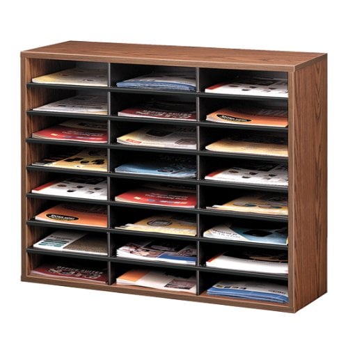 Fellowes Literature Organizer - 24 Compartment Sorter (Medium Oak) - 25043
