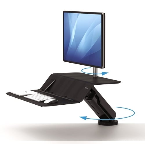 Fellowes Lotus RT Black Single Display Sit-Stand Workstation - 8081501