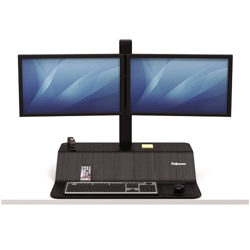 Fellowes Lotus VE Black Dual Display Sit-Stand Workstation - 8082001