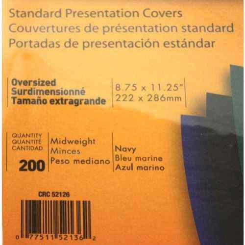 Fellowes Navy Grain Oversize Binding Covers 200pk - 52136