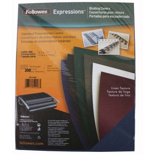Fellowes Navy Linen Letter Size Binding Covers 200pk - 52098