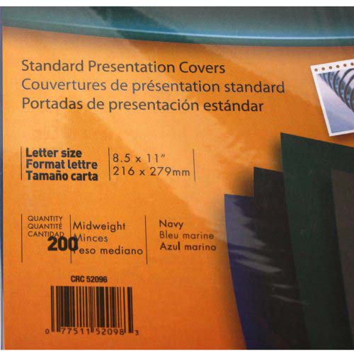 Fellowes Navy Linen Letter Size Binding Covers 200pk - 52098