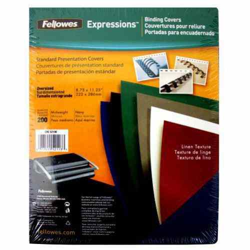 Fellowes Navy Linen Oversize Binding Covers 200pk - 52113