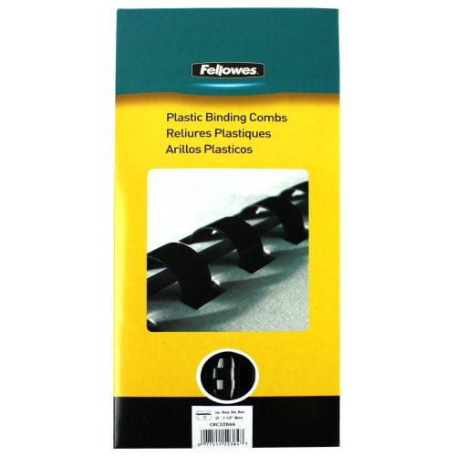 Fellowes Premium 1-1/2" Black Plastic Binding Combs 10pk - 52066 - Clearance Sale