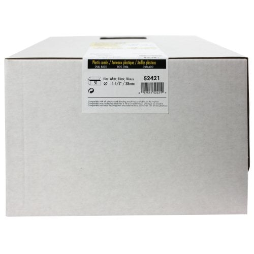 Fellowes Premium 1-1/2" White Plastic Binding Combs 50pk - 52421