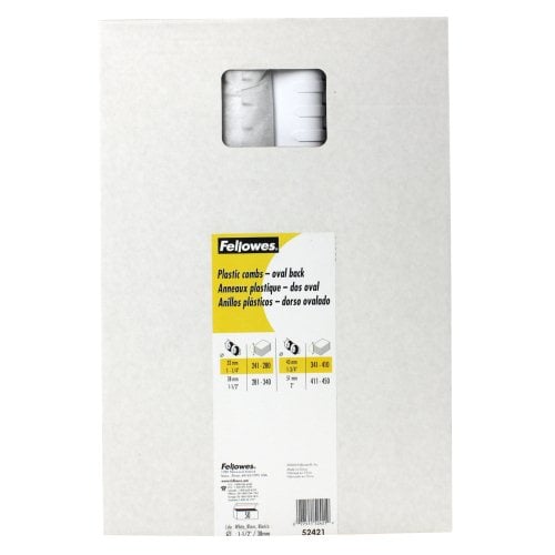 Fellowes Premium 1-1/2" White Plastic Binding Combs 50pk - 52421