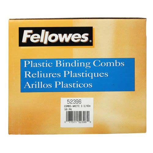 Fellowes Premium 1-1/4" White Plastic Binding Combs 50pk - 52396
