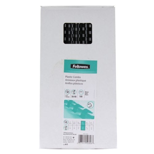 Fellowes Premium 1/2" Black Plastic Binding Combs 100pk - 52326