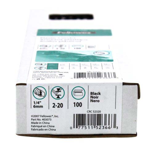 Fellowes Premium 1/4" Black Plastic Binding Combs 25pk - 52320