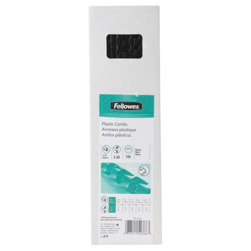 Fellowes Premium 1/4" Black Plastic Binding Combs 25pk - 52320