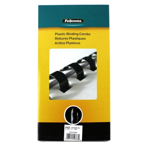 Fellowes Premium 1" Black Plastic Combs 10pk - 52383 - Clearance Sale