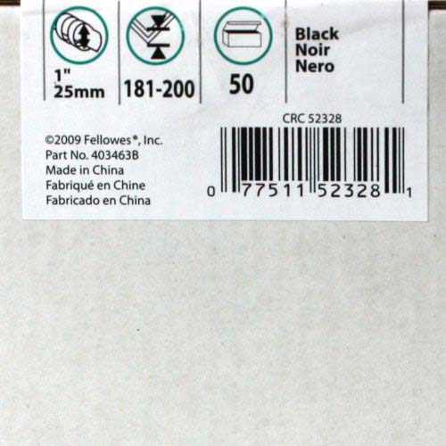 Fellowes Premium 1" Black Plastic Combs 50pk - 52328