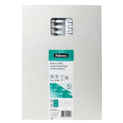 Fellowes Premium 1" White Plastic Combs 50pk - 52419