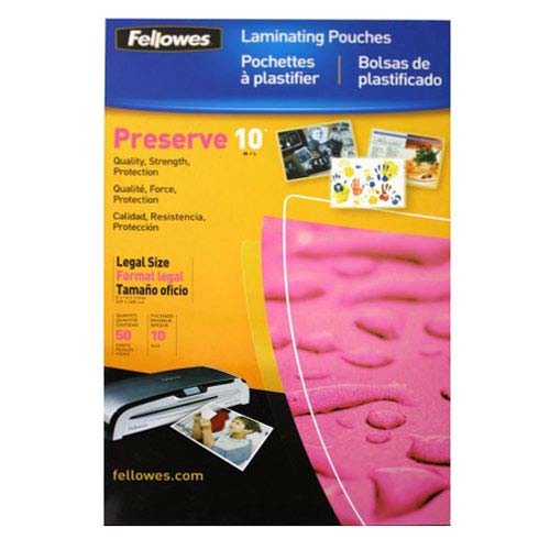 Fellowes Premium 10mil Legal Size Laminating Pouches 50pk - 52047