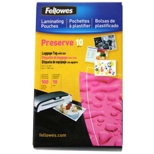 Fellowes Premium 10mil Punched Luggage Tag Pouches - 100pk