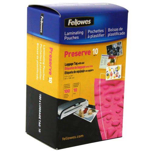 Fellowes Premium 10mil Punched Luggage Tag Pouches - 100pk
