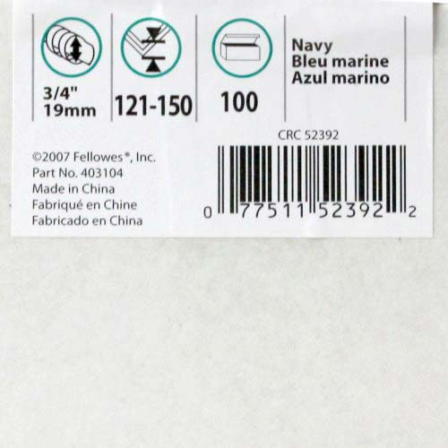 Fellowes Premium 3/4" Navy Blue Plastic Binding Combs 100pk - 52392