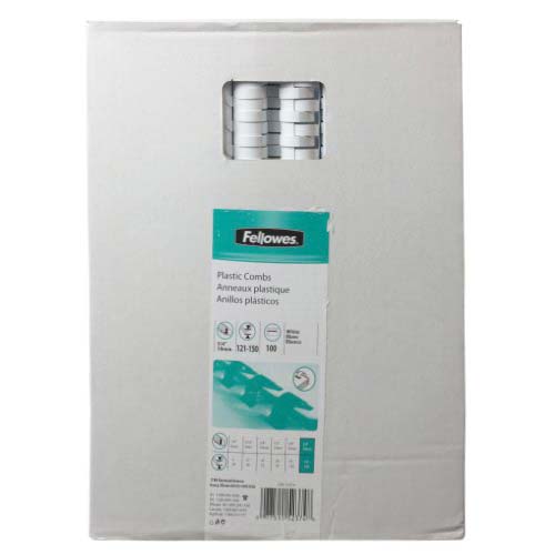 Fellowes Premium 3/4" White Plastic Binding Combs 100pk - 52374