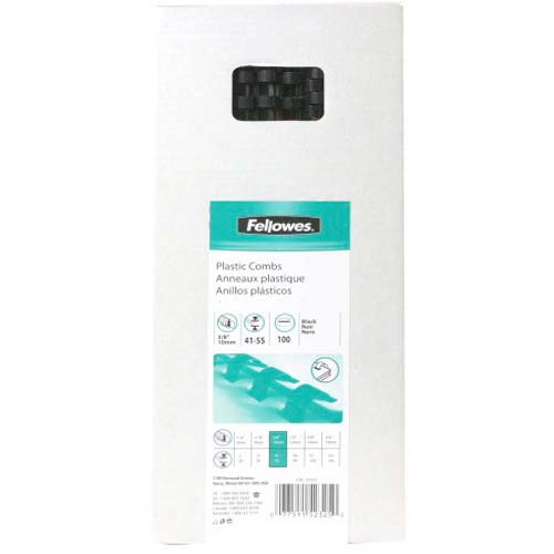Fellowes Premium 3/8" Black Plastic Binding Combs 100pk - 52325