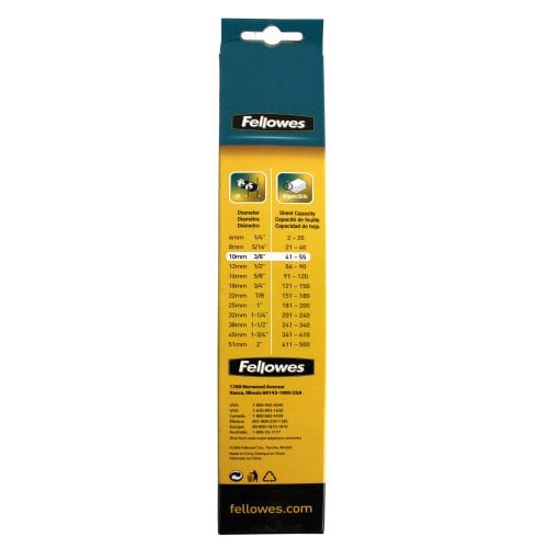 Fellowes Premium 3/8" Black Plastic Binding Combs 25pk - 52322