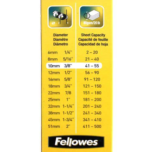 Fellowes Premium 3/8" Black Plastic Binding Combs 25pk - 52322