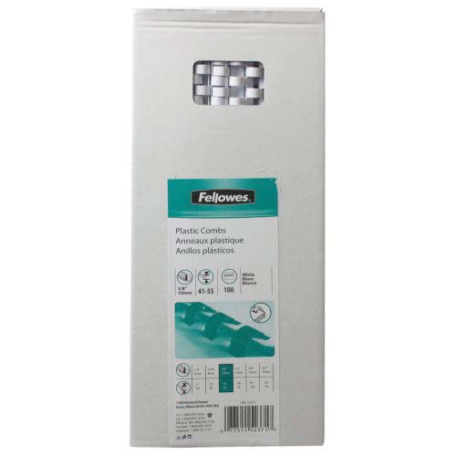 Fellowes Premium 3/8" White Plastic Binding Combs 100pk - 52371