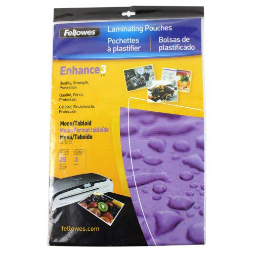 Fellowes Premium 3mil Menu Size Laminating Pouches 25pk - 52011 - Clearance Sale