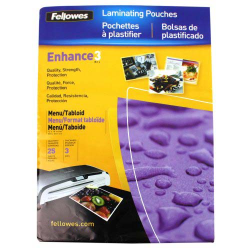 Fellowes Premium 3mil Menu Size Laminating Pouches 25pk - 52011 - Clearance Sale