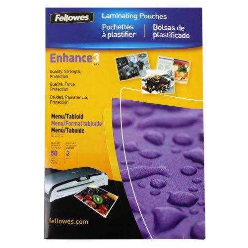 Fellowes Premium 3mil Menu Size Laminating Pouches