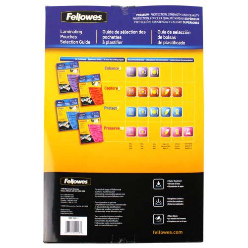 Fellowes Premium 3mil Menu Size Laminating Pouches