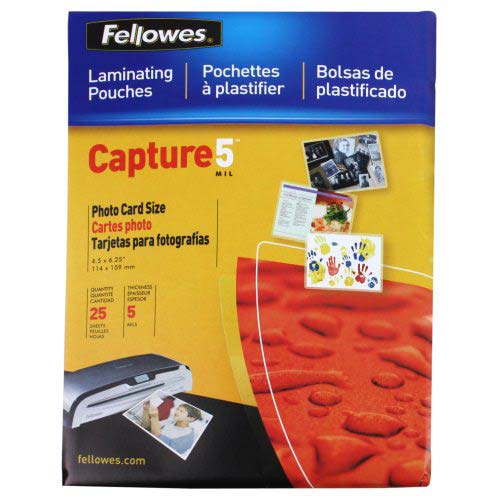 Fellowes Premium 4" x 6" Photo Laminating Pouches