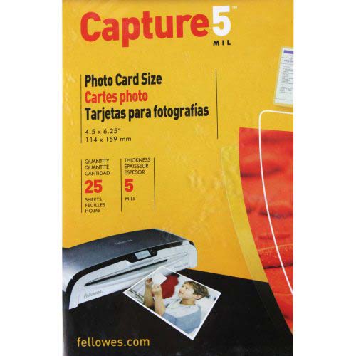 Fellowes Premium 4" x 6" Photo Laminating Pouches